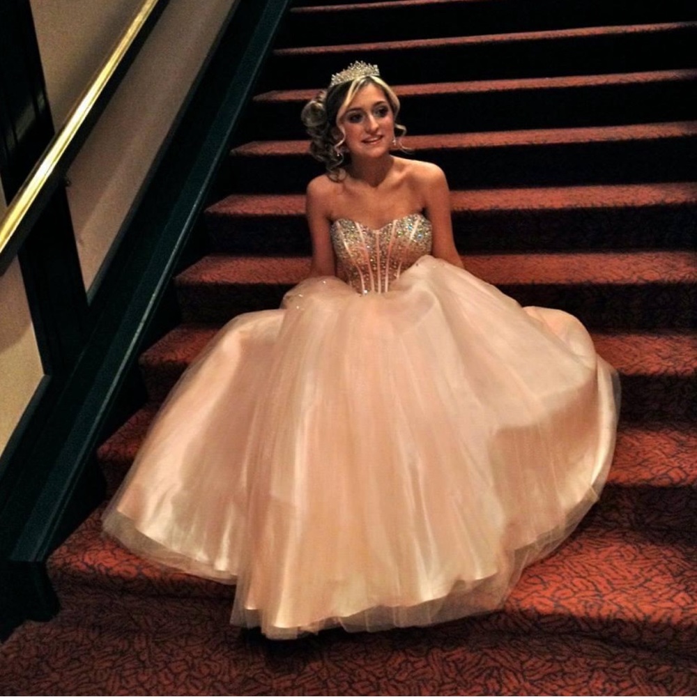 Sweetheart sheer sequin bodice with full tulle bottom